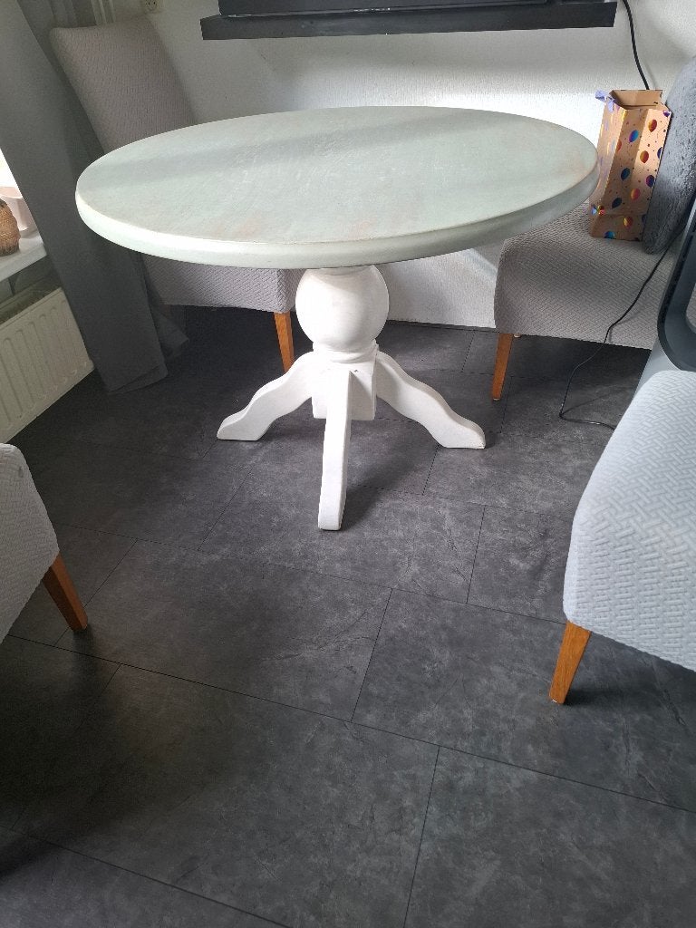 Landelijke ronde eettafel met bolpoot, Huis en Inrichting, Ophalen, Gebruikt, Rond, Landelijk