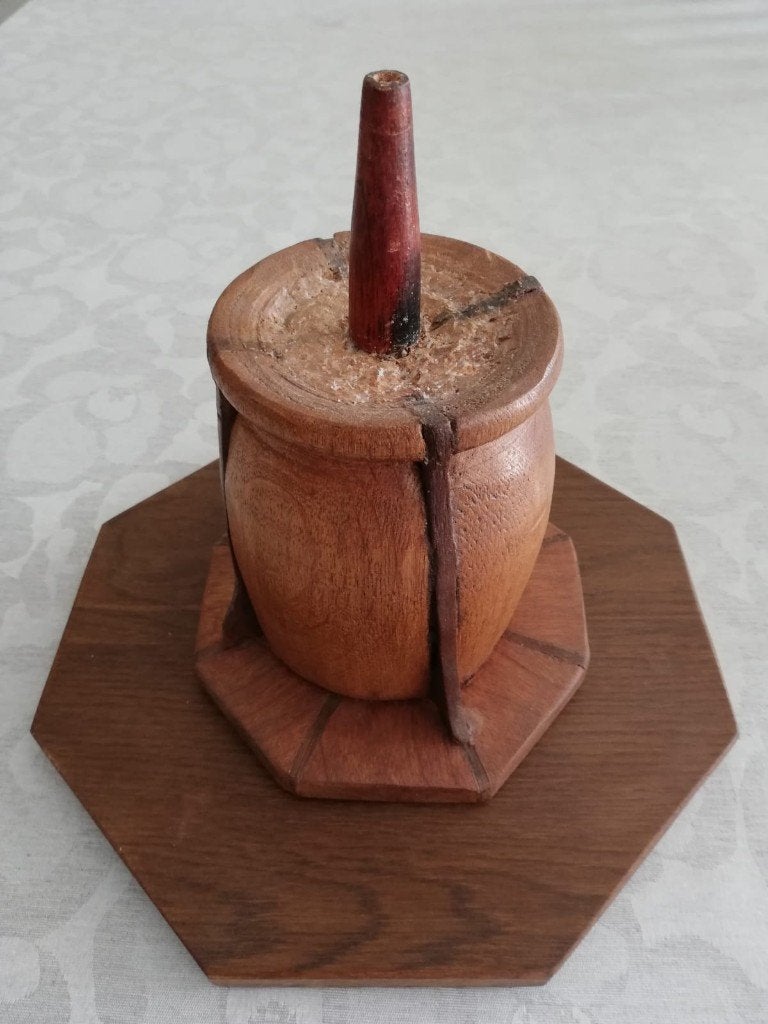 Kandelaar voor grote kaars, Ophalen, Gebruikt, Bruin, 22 cm