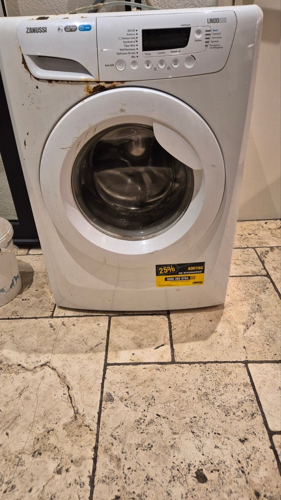 Zanussi Lindo 300 Wasmachine - 8kg - Defect, Ophalen, 1200 tot 1600 toeren, 85 tot 90 cm