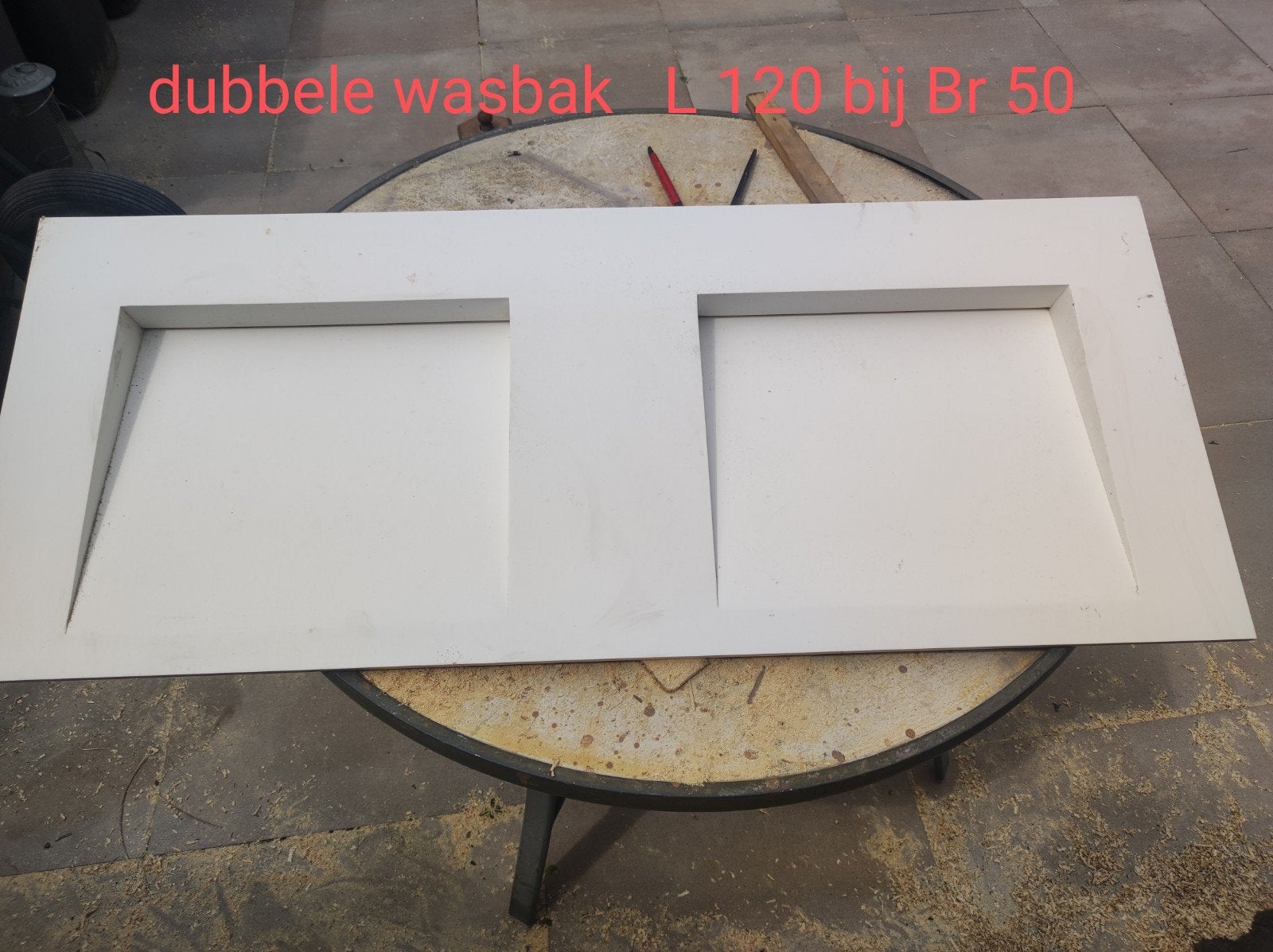 Dubbele wasbak L 120 bij Br 50, Ophalen, Gebruikt