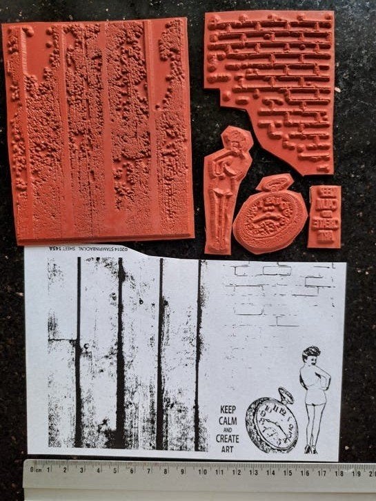 STAMPINBACK RUBBER STEMPELS SET JOURNALING ACHTERGROND KAART, Ophalen of Verzenden, Nieuw, EZ-mounted stempel