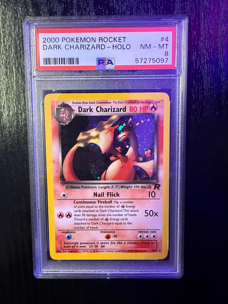 Pokémon Dark Charizard Holo PSA 8 Rocket Set 2000, Hobby en Vrije tijd, Verzamelkaartspellen | Pokémon, Ophalen, Zo goed als nieuw
