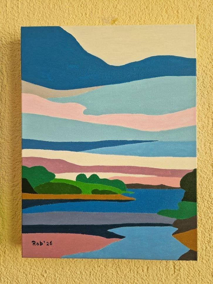 Abstract Landschap Schilderij zelf geschilderd, Ophalen