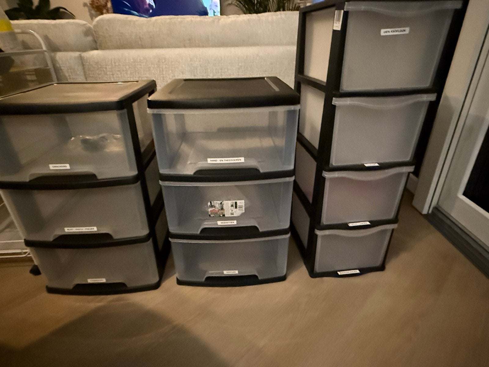 Opbergboxen met lades - 4 stuks, Huis en Inrichting, Ophalen, Zo goed als nieuw