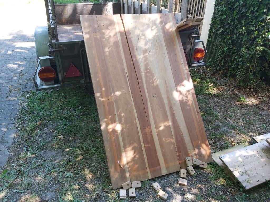 Circulair Hout: Gelamineerd, Douglas lijkt me, 3cm dik, Doe-het-zelf en Verbouw, Hout en Planken, Ophalen of Verzenden, Gebruikt