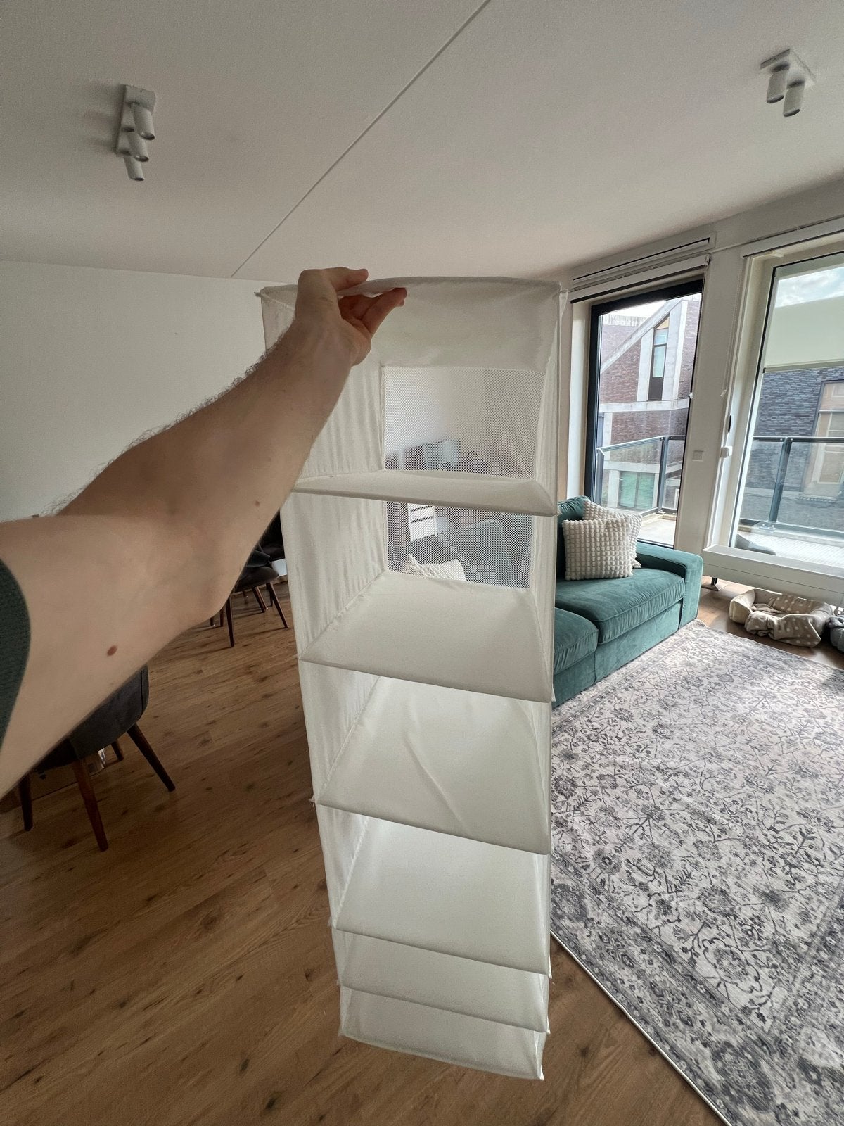 IKEA SKUBB hangende opberger met 6 vakken, wit, Ophalen, Met plank(en), 100 tot 150 cm, Zo goed als nieuw