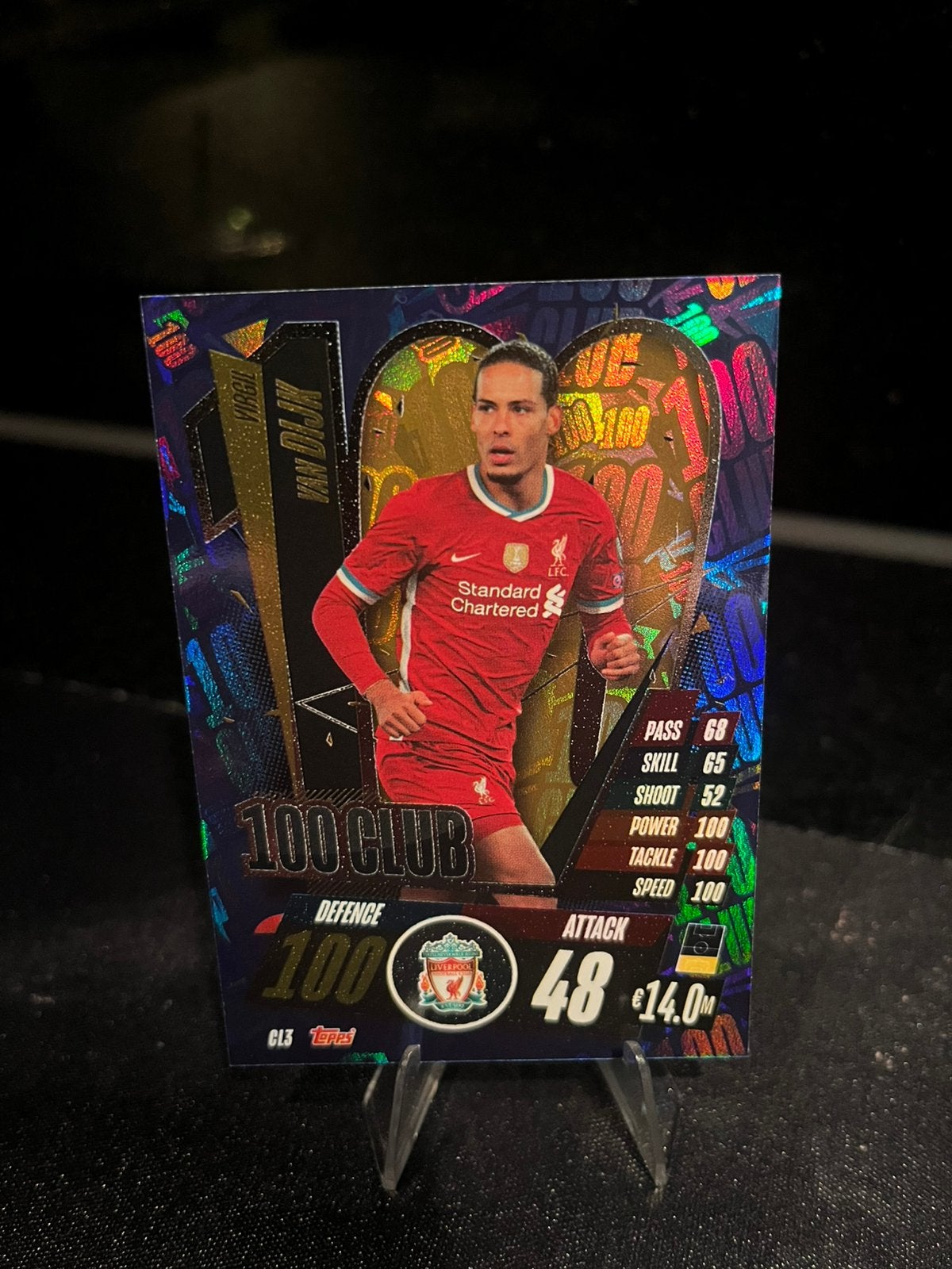 Topps Match Attax Van Dijk 100 Club Liverpool, Ophalen of Verzenden, Zo goed als nieuw, Plaatje