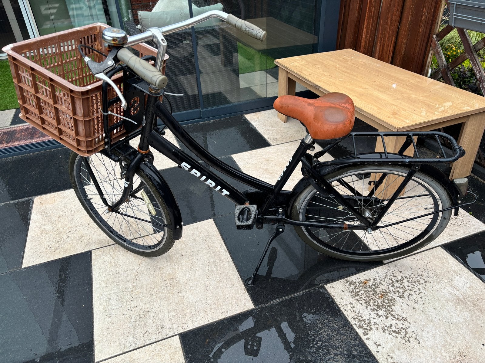 Spirit Cargo fiets met mand - Zwart, Gebruikt, Velgrem, 50 tot 53 cm, Ophalen