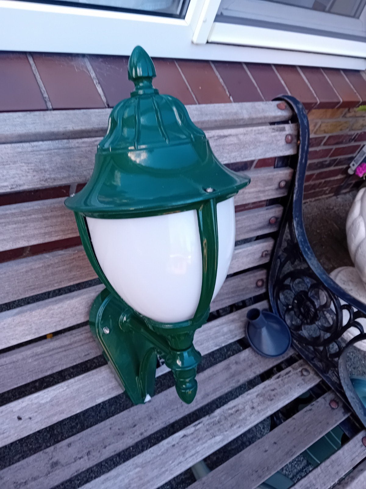 Groene Buitenlamp - Klassiek Design, 55cm Hoog, Overige materialen, Gebruikt, Wandlamp, Ophalen of Verzenden