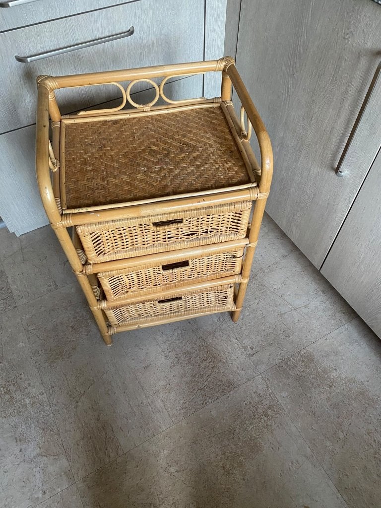 Prachtig rieten ladenkastje, Ophalen, Overige materialen, Gebruikt, 3 of 4 laden