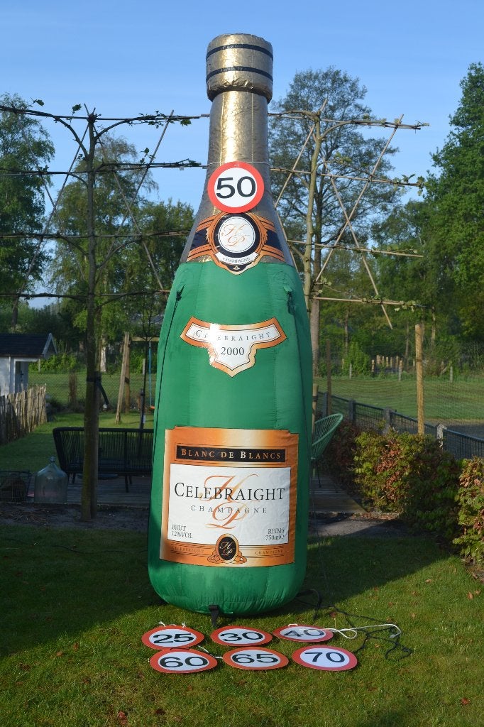 champagnefles 3 4,5 6 en 8 m hoog huren met leeftijd / doek, Hobby en Vrije tijd, Ophalen, Zo goed als nieuw, Overige