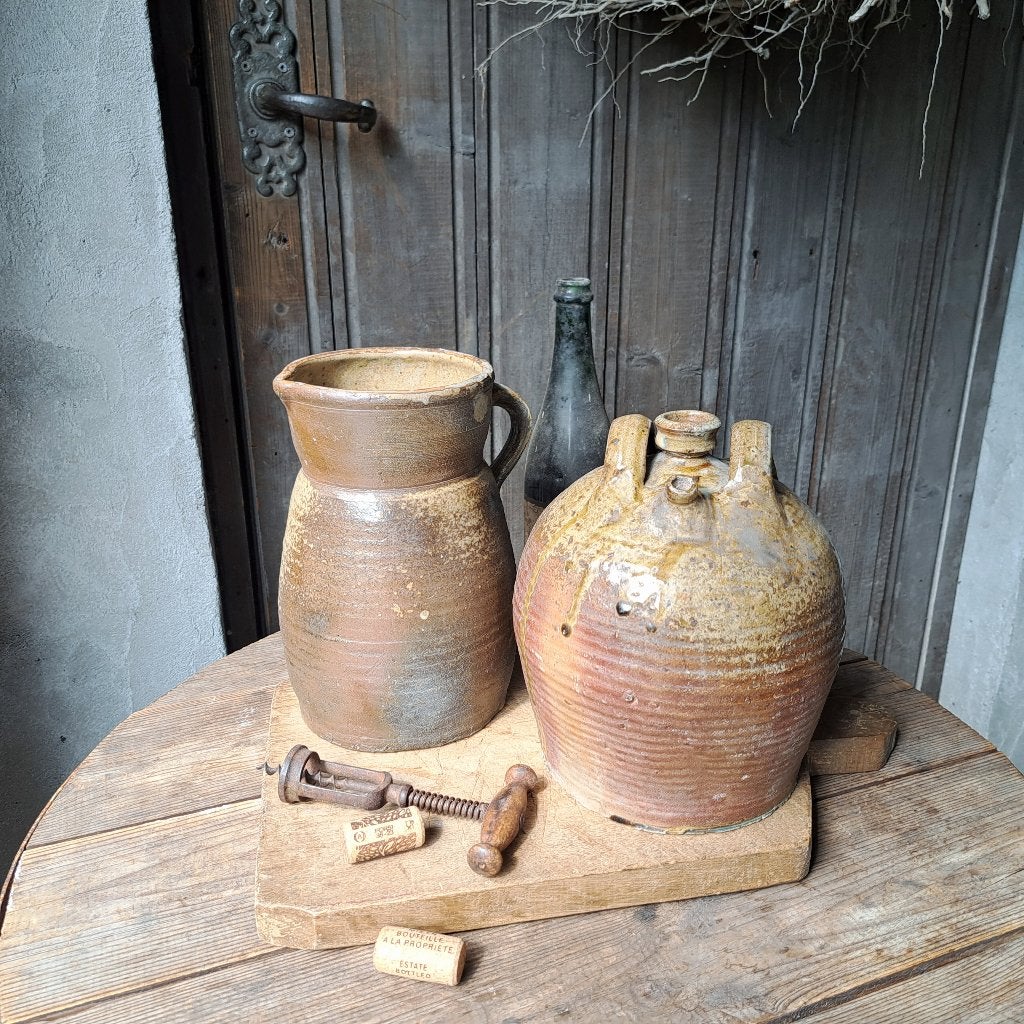 Franse oude brocante aardewerk kruik kan greskan *Etage3*, Gebruikt, ., Ophalen of Verzenden, .