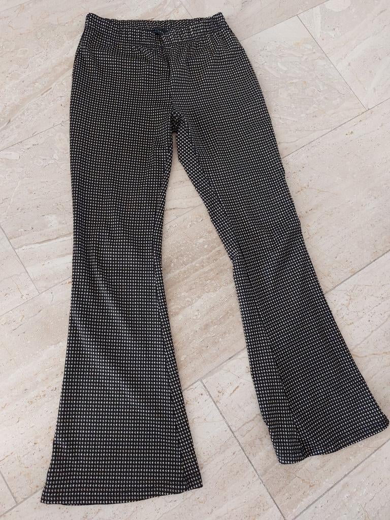 Pescara flared broek met pied-de-poule patroon, Maat 38/40 (M), Zwart, Pescara, Ophalen of Verzenden