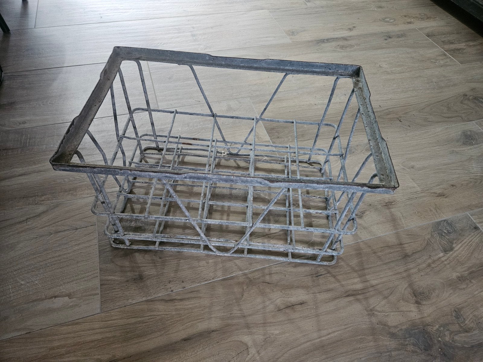 Vintage Frans melkflessen krat - Brocante, Antiek en Kunst, Ophalen of Verzenden