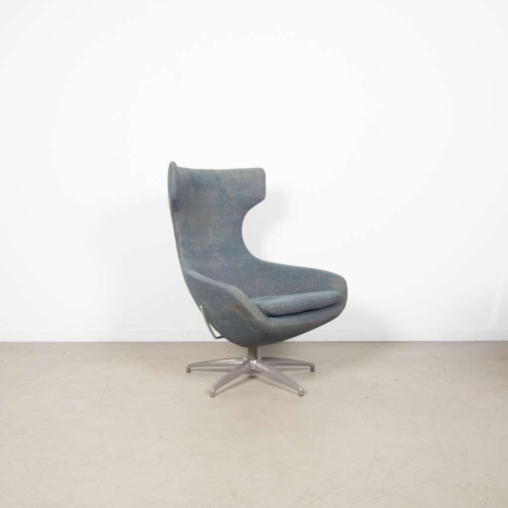 1x Leolux Caruzzo Plus Fauteuil Blauw Gemêleerd Stof