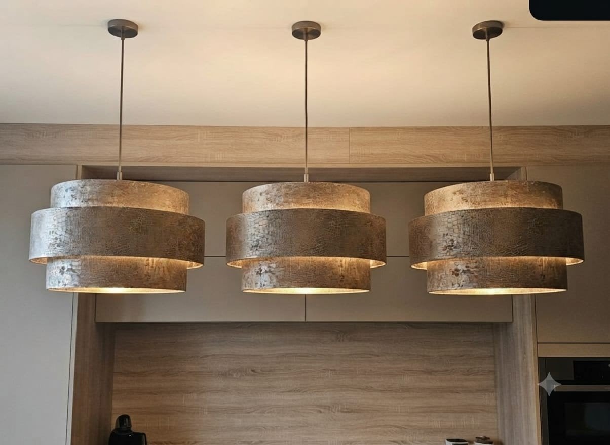 Moderne croco hanglamp met gelaagd design, Ophalen, Zo goed als nieuw, Metaal, Modern, Industrieel