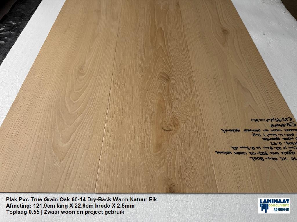 Plak Pvc True Grain Oak 323-02 Warm Natuur Toplaag 0,55, Huis en Inrichting, Stoffering | Vloerbedekking, Bruin, 75 m² of meer