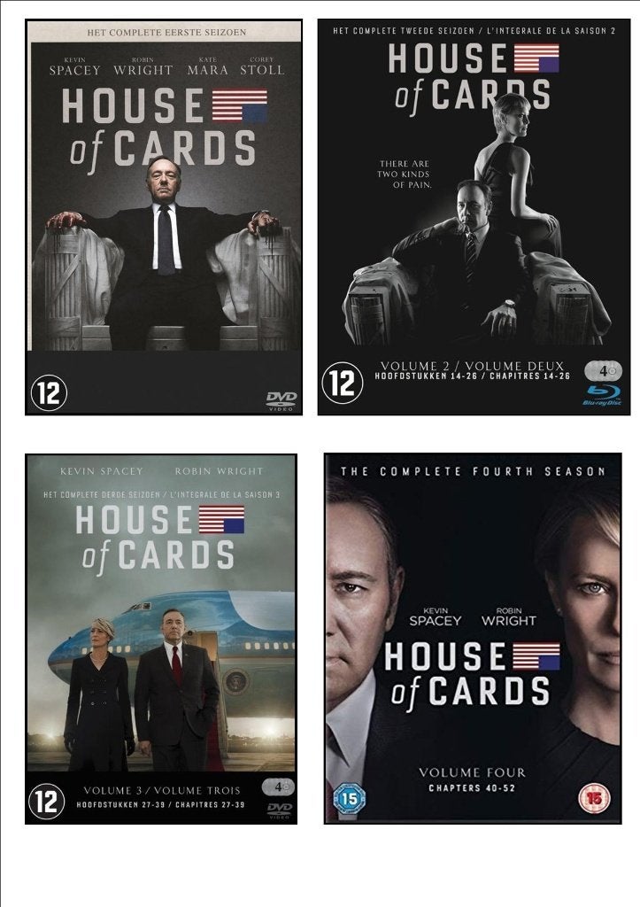 House Of Cards Seizoen 1-2-3-4,, Engels, Nederlands, Seizoen 1, Ophalen of Verzenden