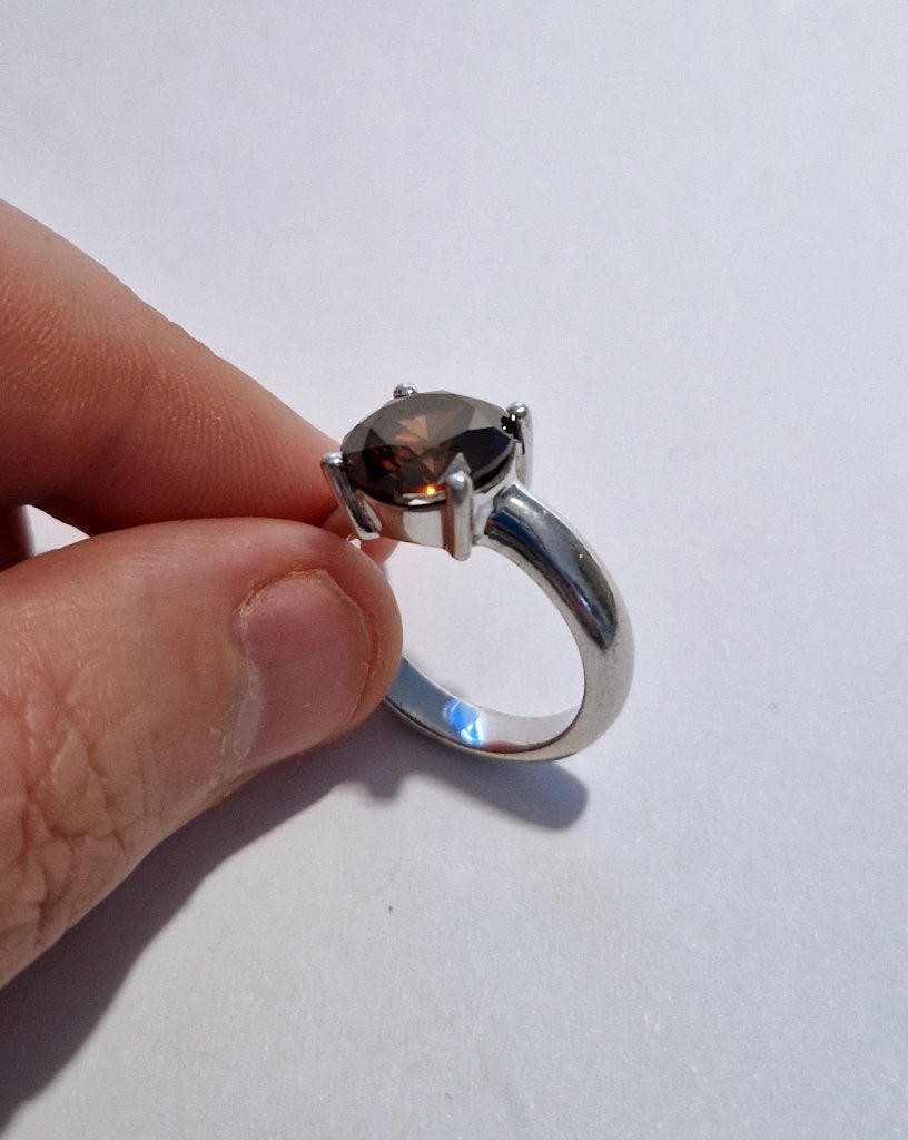 Maat 17 - TI SENTO zilveren (925) ring met BRUINE ZIRKONIA, Ophalen, Zo goed als nieuw, 17 tot 18, Met edelsteen