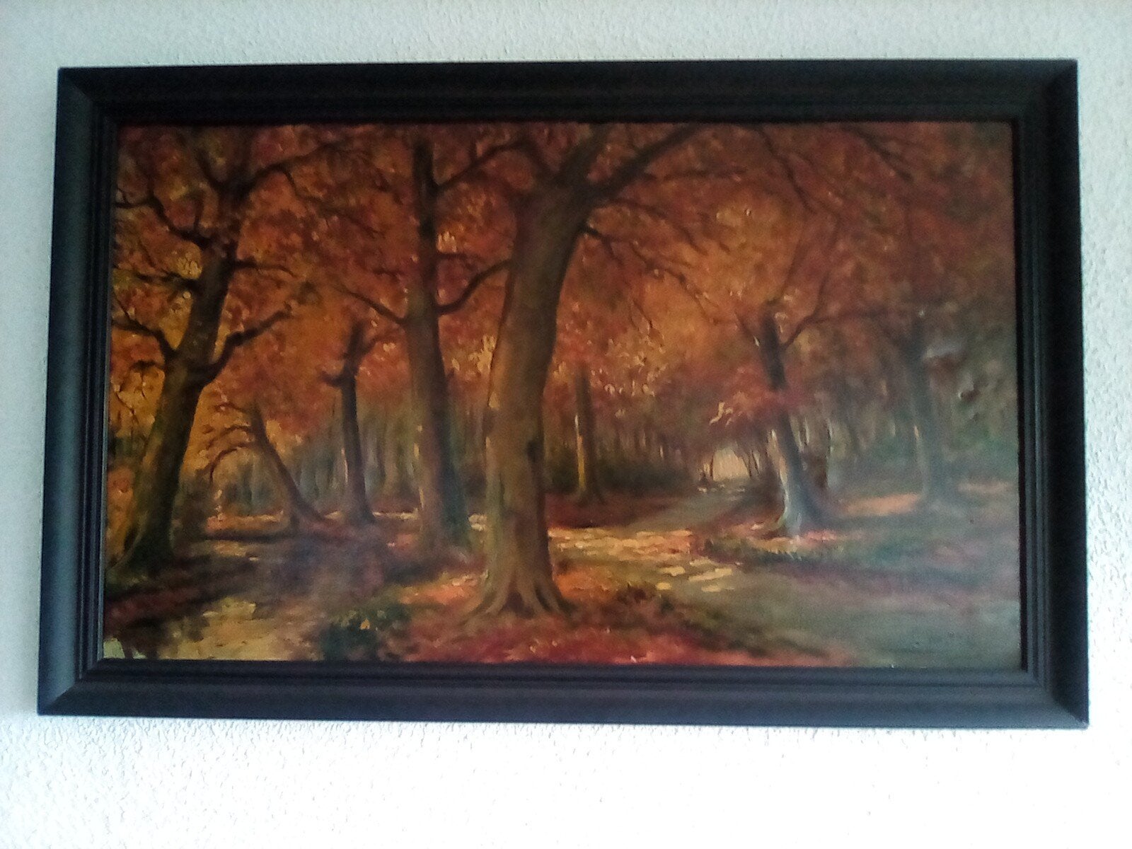 Schilderij BOS in de herfst, 110 x 70 cm, Antiek en Kunst, Kunst | Schilderijen | Klassiek, Ophalen, Klassiek, Landschap