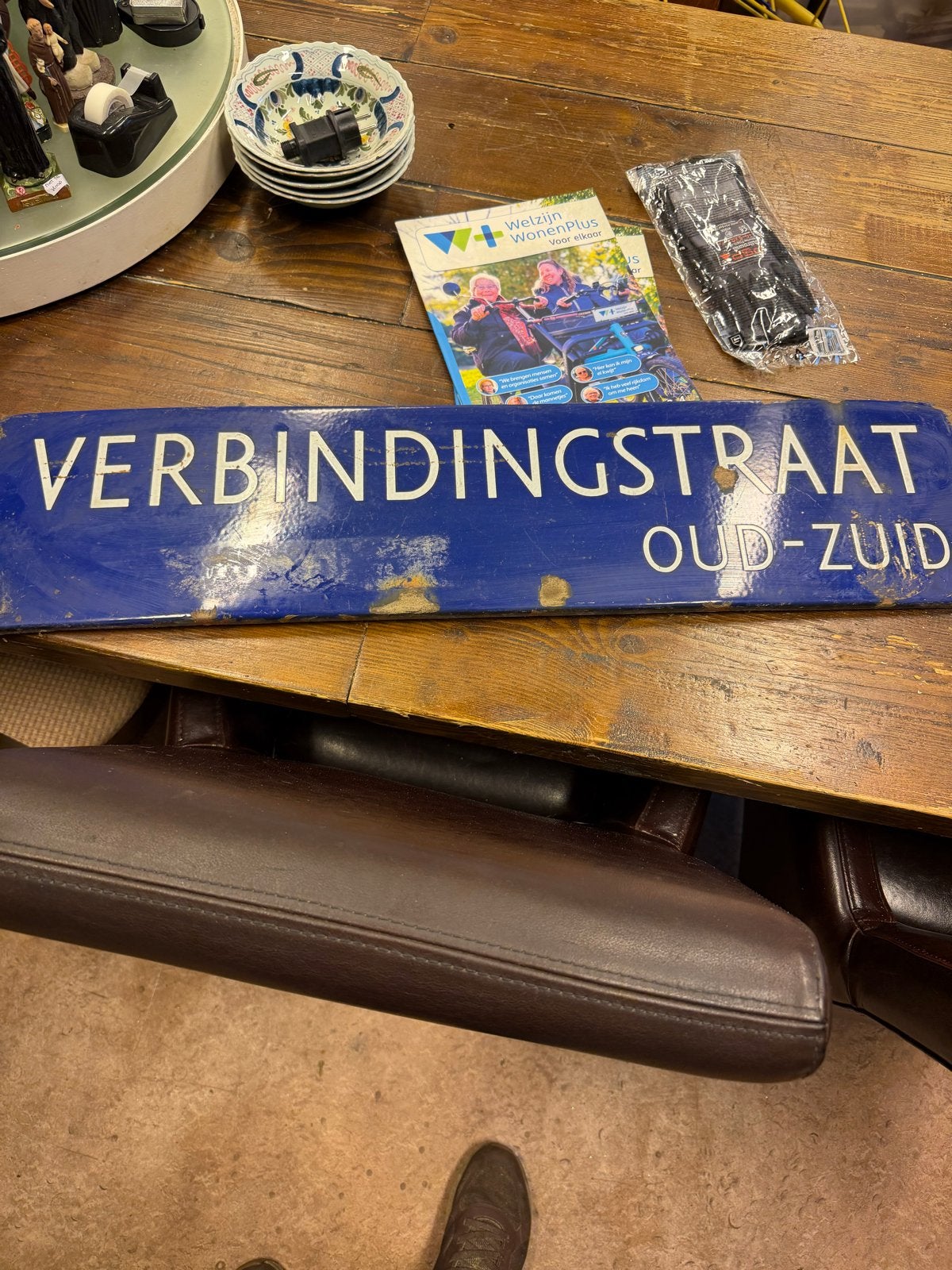 Antiek Emaille Straatnaambord 'Verbindingsstraat Oud-Zuid', Antiek en Kunst, Ophalen of Verzenden