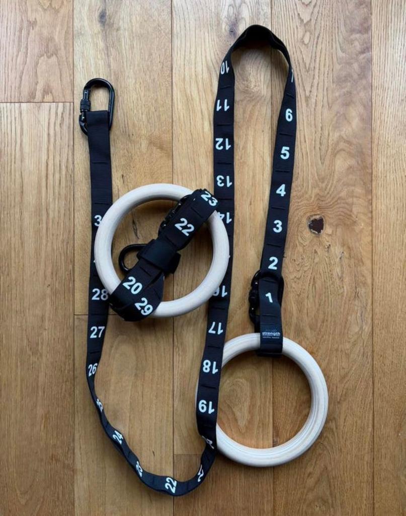 Gymnastics Rings with carabiners and numbered straps, Sport en Fitness, Fitnessmaterialen, Ophalen of Verzenden, Nieuw, Overige typen