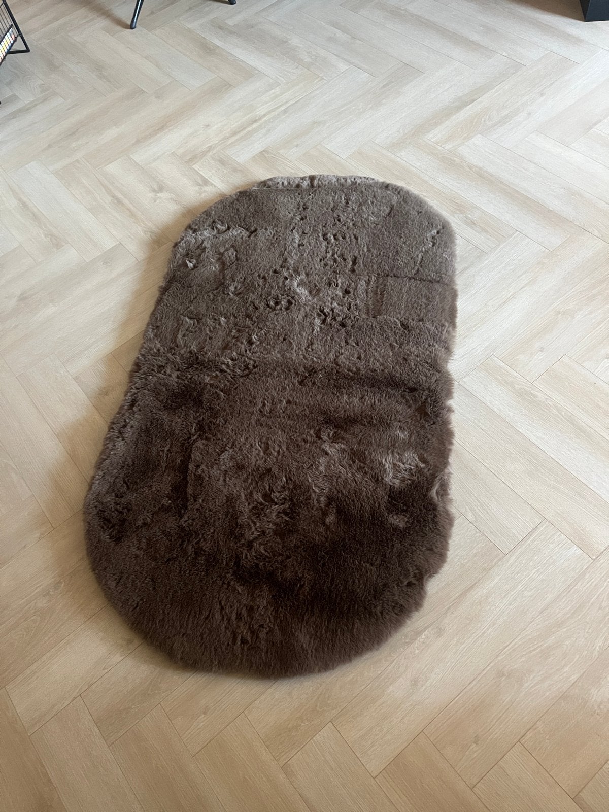 Extra zacht bruin faux fur vloerkleed, ca. 88 x 158 cm, Huis en Inrichting, Stoffering | Tapijten en Kleden, Ophalen, Bruin, 50 tot 100 cm