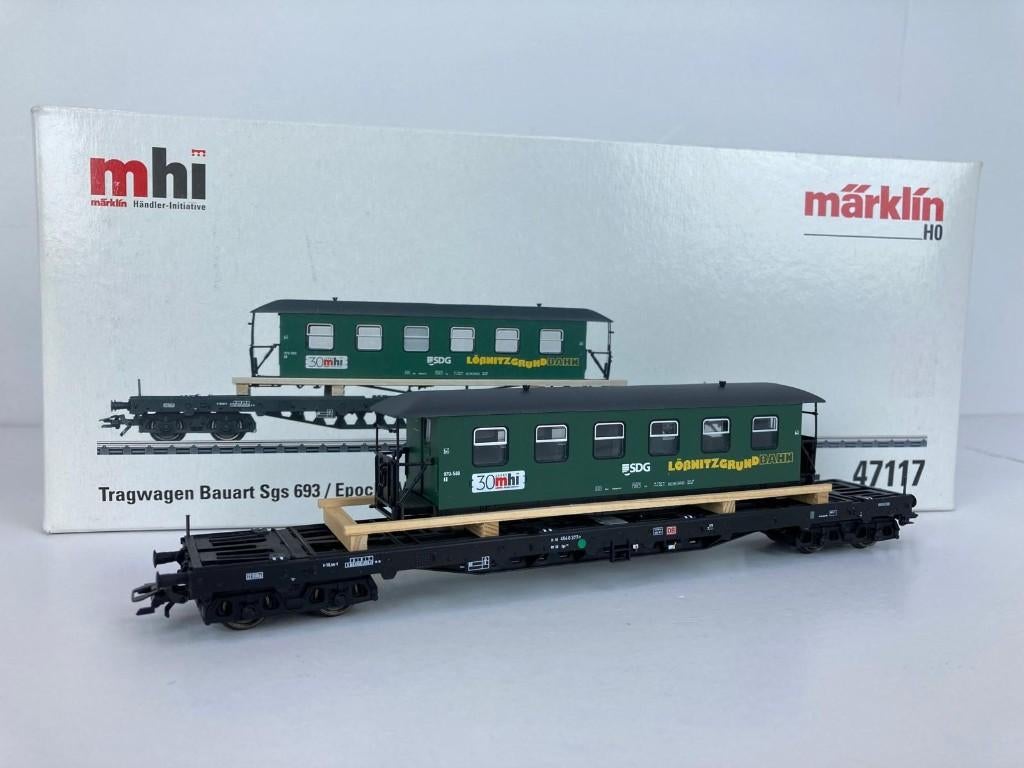 Märklin 47117 - Tragwagen Sgs 693 - Beladen met MHI Wagon, Hobby en Vrije tijd, Modeltreinen | H0, Wisselstroom, -, -, Ophalen of Verzenden