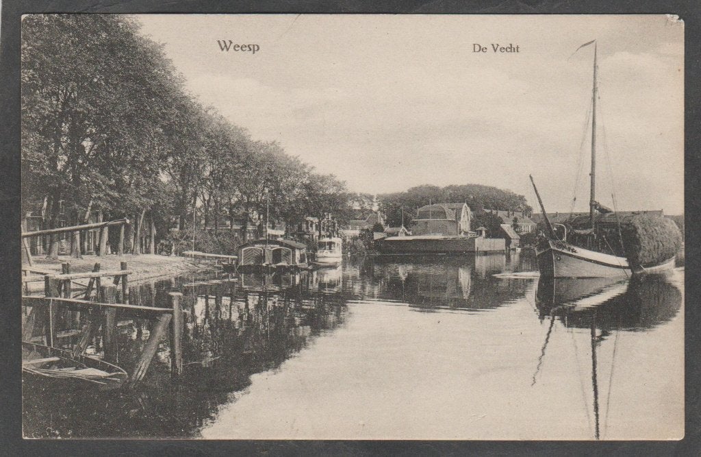 weesp de vecht met schip, Verzenden, Voor 1920, Ongelopen, Noord-Holland