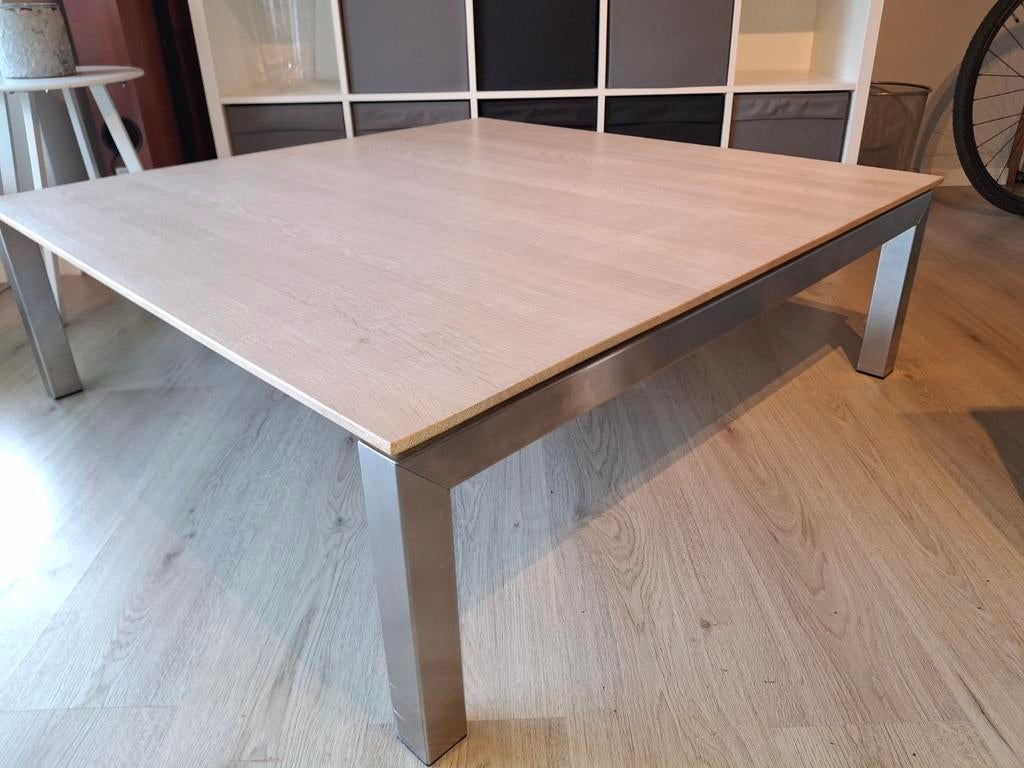 Salontafel 100x100 cm blankeiken, Vierkant, Ophalen of Verzenden, Zo goed als nieuw, 100 tot 150 cm