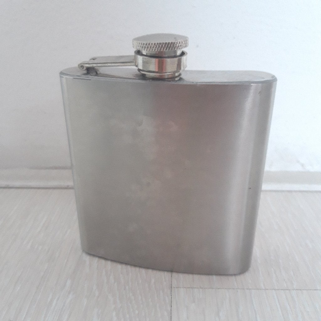 Roestvrijstalen heupfles, H 11cm x B 9cm, Ophalen of Verzenden, Gebruikt, Overige typen