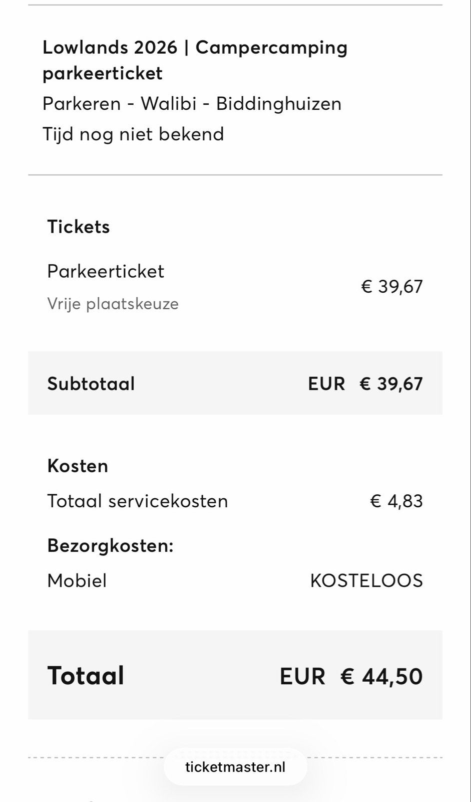 Lowlands campercamping parkeerticket, Tickets en Kaartjes, Evenementen en Festivals, Eén persoon