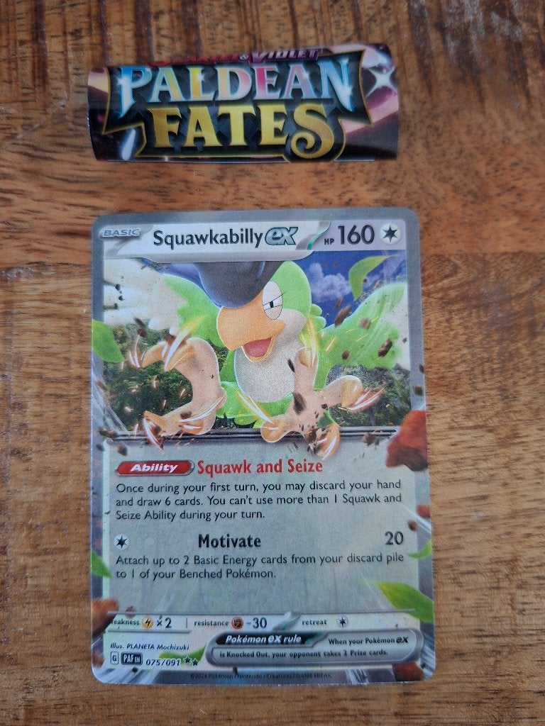 Pokemon – Squawkabilly EX (PAF 075/091)  Paldean Fates, Ophalen of Verzenden, Nieuw, Losse kaart, Foil