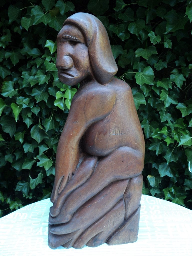 HOUTSNIJWERK, GROOT 70 CM,MARRON,SURINAME ZELDZAAM!, NO BALI, Bruin, Handgemaakt, 70 cm, Houtsnijwerk