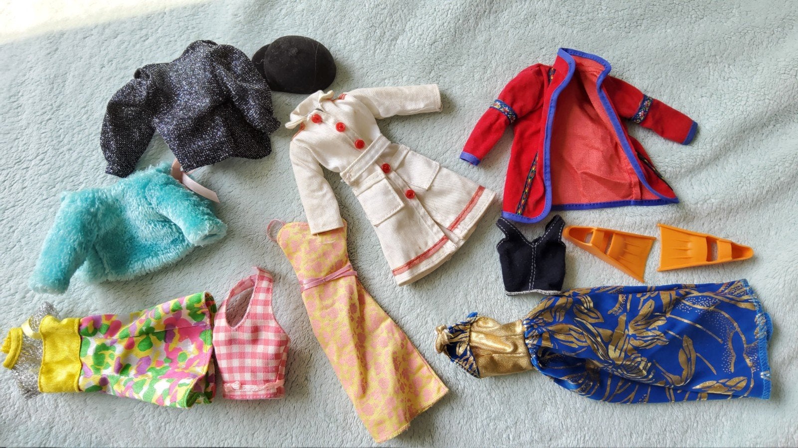 Vintage Barbie Sindy Fleur Tienerpop outfit Benetton jas top, Ophalen of Verzenden