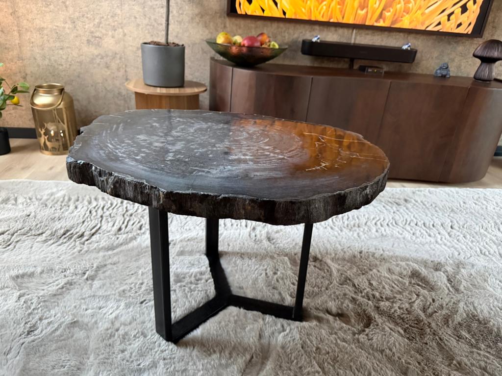 Unieke Versteende Houten Salontafel / Bijzettafel 55cm x65cm, Ophalen, Overige materialen, 50 tot 100 cm, 50 tot 100 cm