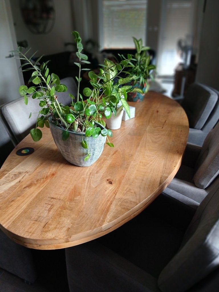 Mango houten eetkamertafel, Ophalen, Zo goed als nieuw, Mango hout, 4 tot 6 stoelen