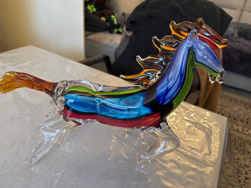 groot handgemaakt glazen paard”    Murano stijl glazen paard, Ophalen of Verzenden