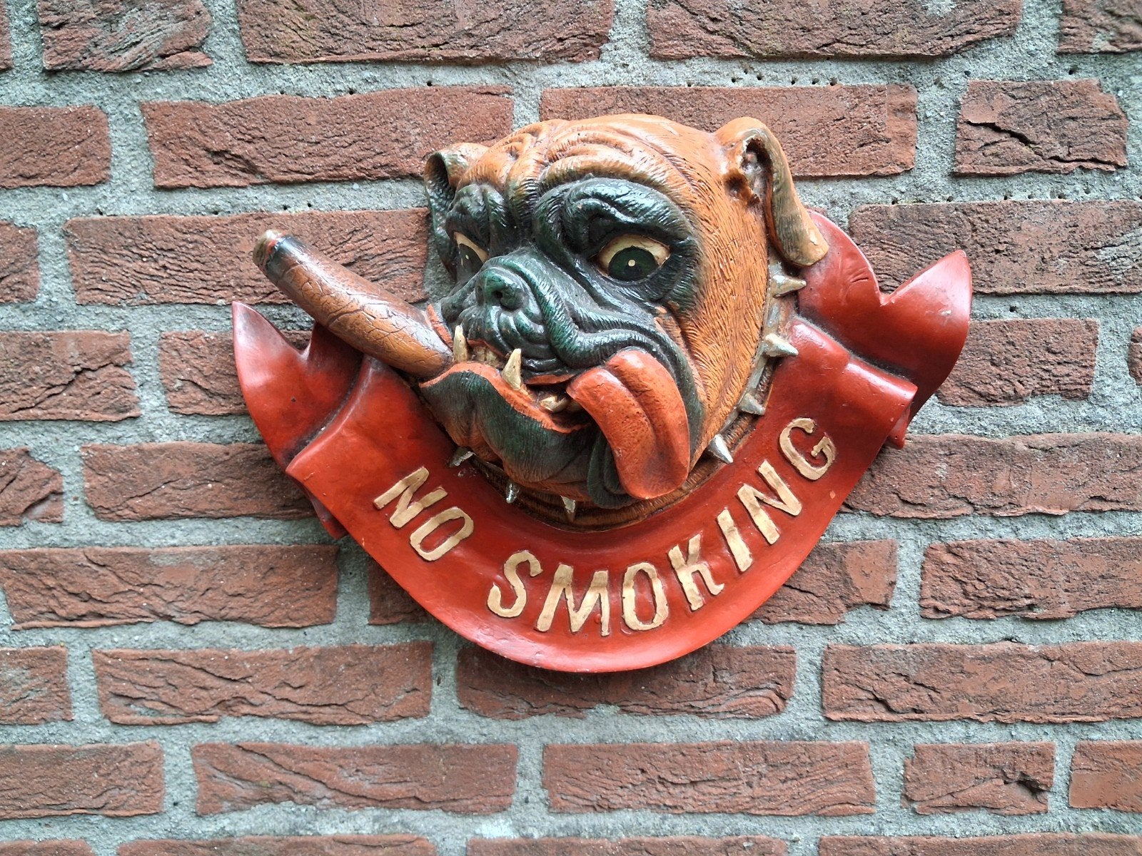 wanddecoratie no smoking bulldog, Tekstbord, Gebruikt, Met ophangmogelijkheid, Ophalen of Verzenden