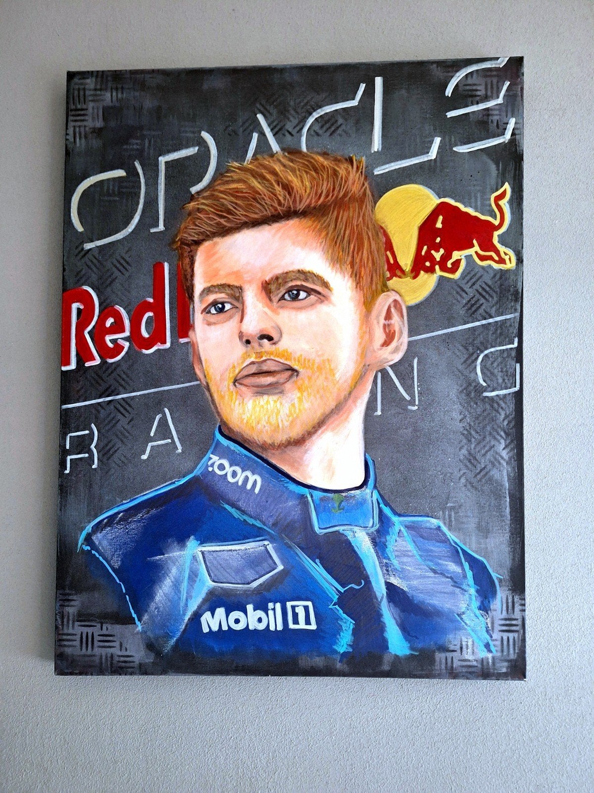 Max Verstappen Handgeschilderd Acryl Schilderij 80x60cm, Antiek en Kunst, Kunst | Schilderijen | Modern, Ophalen of Verzenden