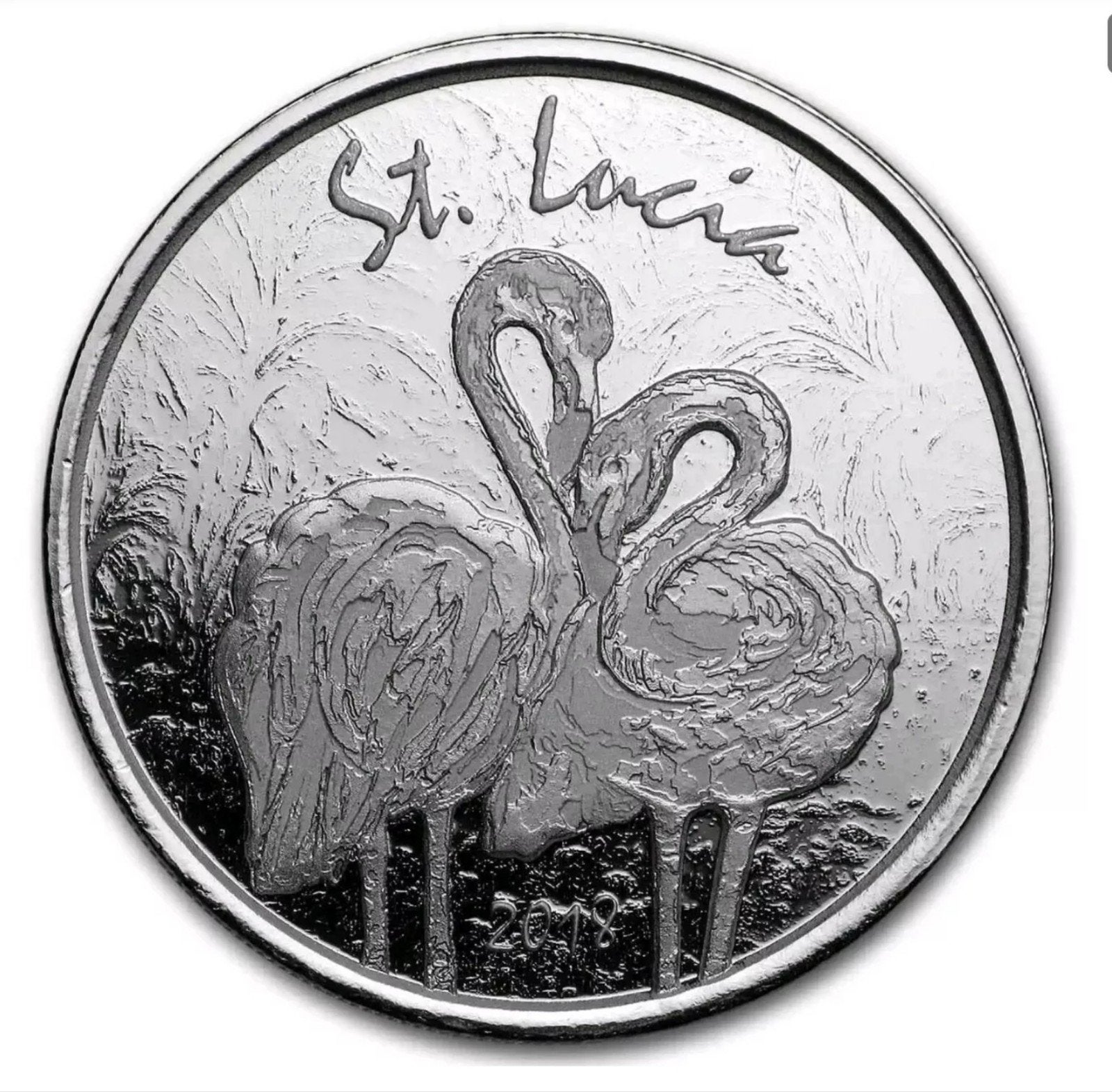 2019 St. Lucia Flamingo 1 oz zilveren munt 999, Postzegels en Munten, Ophalen of Verzenden