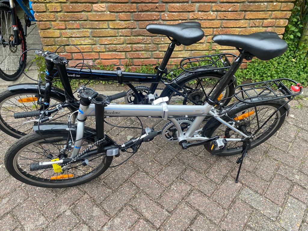 Set van 2 vouwfietsen - Ideaal voor campers, 20 inch of meer, Velgrem, Versnellingen, Zo goed als nieuw
