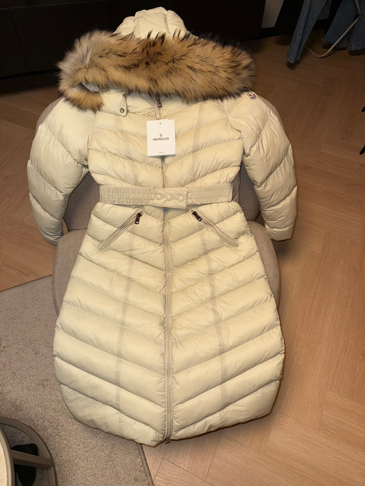 Beige moncler jas dames maat S, Ophalen of Verzenden, Nieuw, Maat 36 (S), Beige