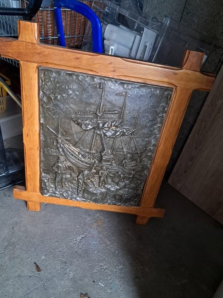 Decoratief houten paneel met tinnen reliëf (Eigen werk), Ophalen