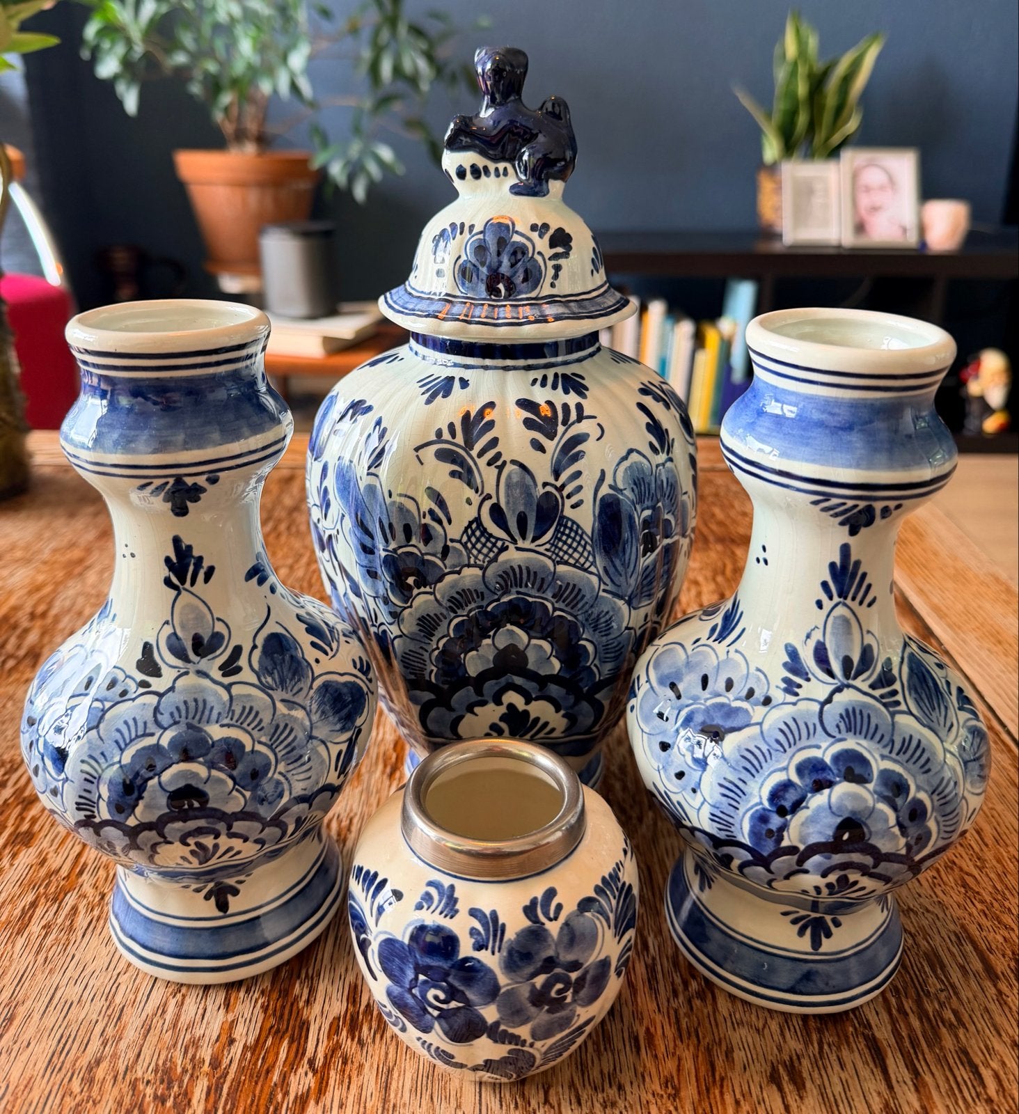Prachtige set Delfts blauw: vazen en gemberpot, Ophalen of Verzenden