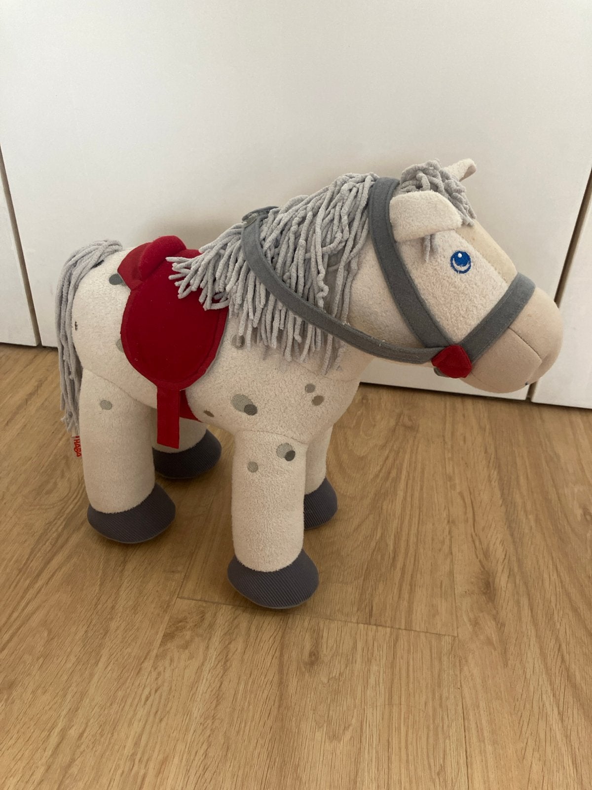 Haba paardenknuffel wit met grijze stippen, Kinderen en Baby's, Ophalen, Paard, Overige merken, Grijs