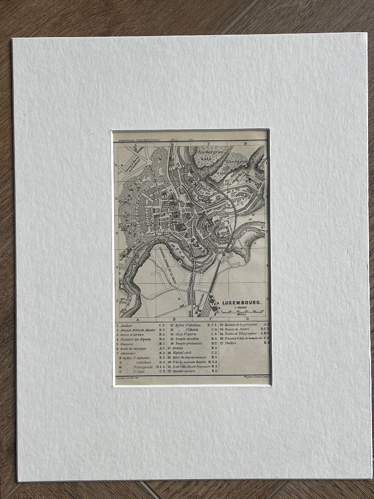 1885 Landkaart Luxemburg / in passe partout - P0618-019, Ophalen of Verzenden, Ets, 1700 - 1799