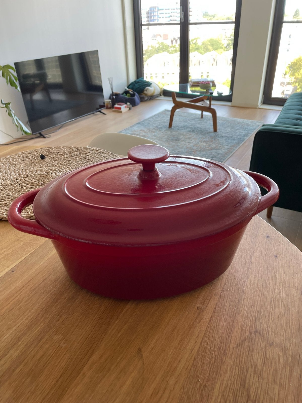 Rode gietijzeren braadpan met deksel, Gebruikt, Met deksel, Ophalen of Verzenden, Overige merken