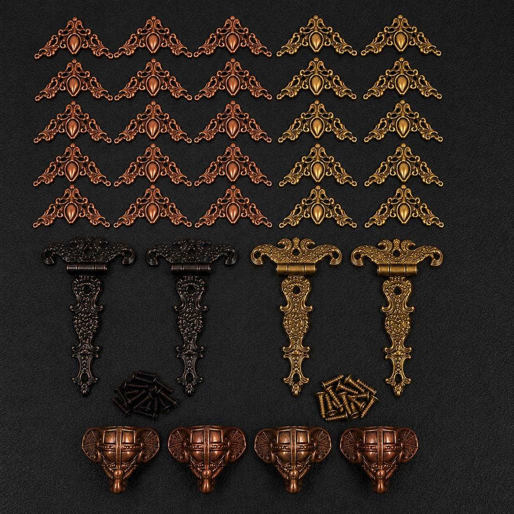 Vintage beslag set kist/meubel hoekstukken + pootjes, Ophalen of Verzenden, Nieuw