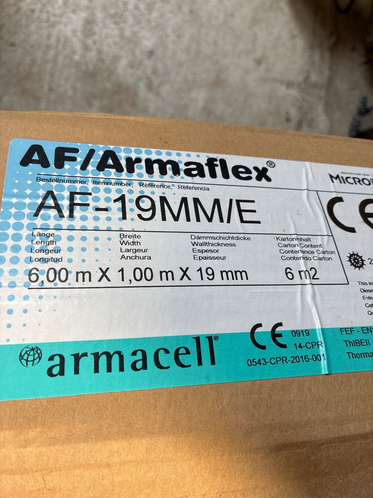Armaflex isolatie AF-19MM/E met ongeopende pot lijm, Doe-het-zelf en Verbouw, Isolatie en Afdichting, Overige materialen, 5 tot 10 m²